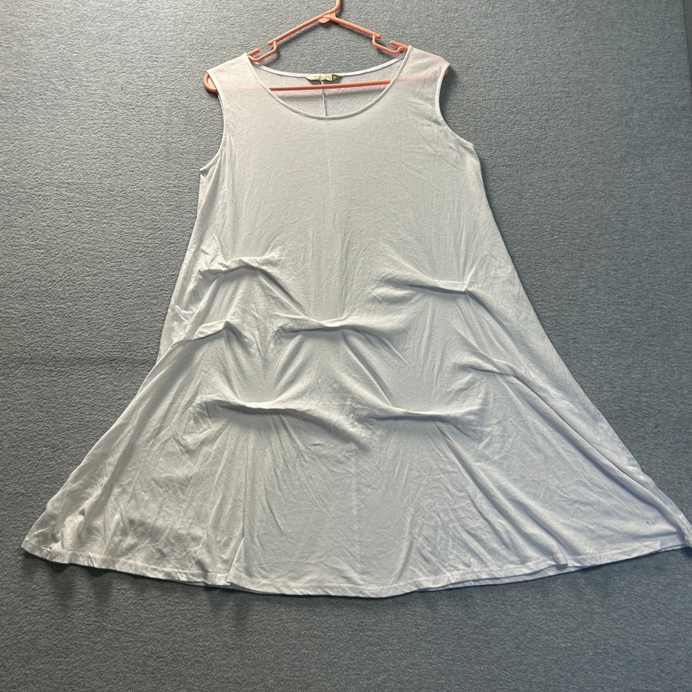 Chalet Sleeveless Swing Dress Womens Small White Made In USA Ruffle Artsy Flowy